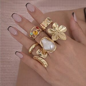 Golden Goddess Boho Luxe Gold 6 Piece Ring Set